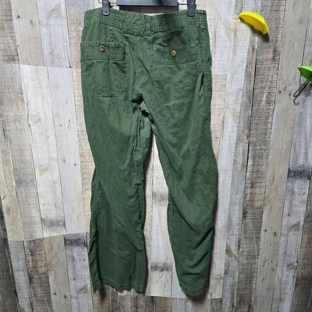Patagonia Island Hemp Organic Cotton Blend Wide Leg Dark Green 10 Coastal Resort - Picture 4 of 5